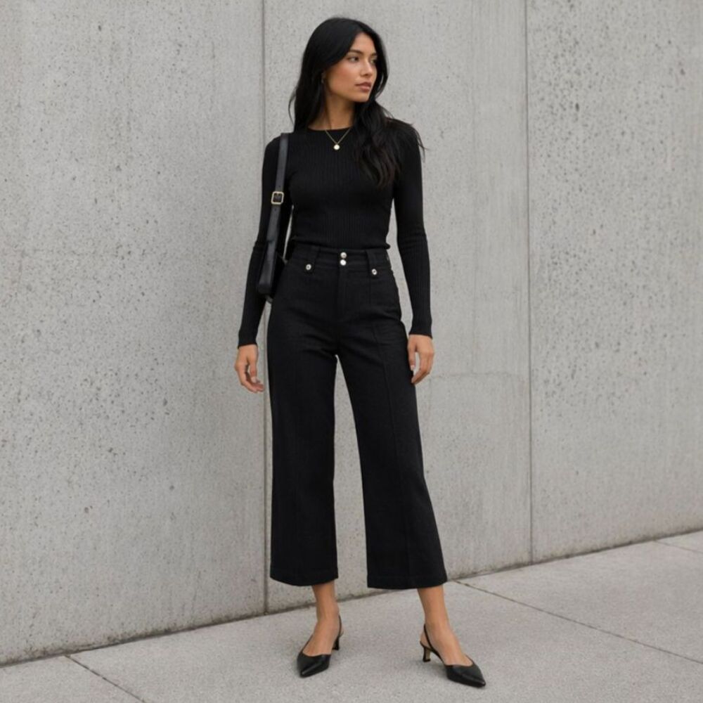 Derek Lam 10 Crosby Black Cropped Jeans Size 4 High Rise Chic Denim